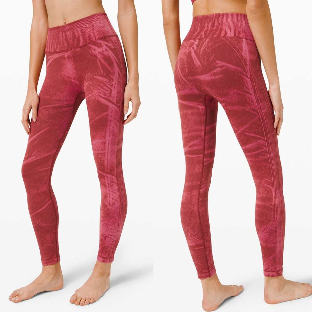 Lululemon Ebb to Street Raspberry Red Seamless High Waist Athletic Leggings